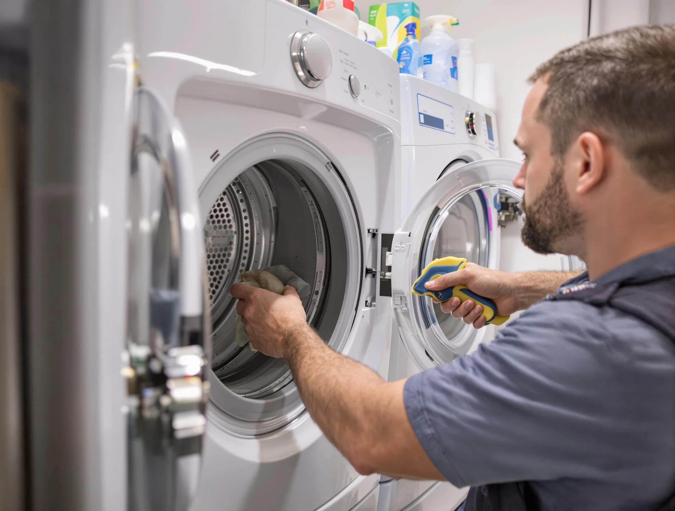 Maricopa Dryer Vent Cleaning specialist removing lint buildup from a dryer lint trap system in Maricopa