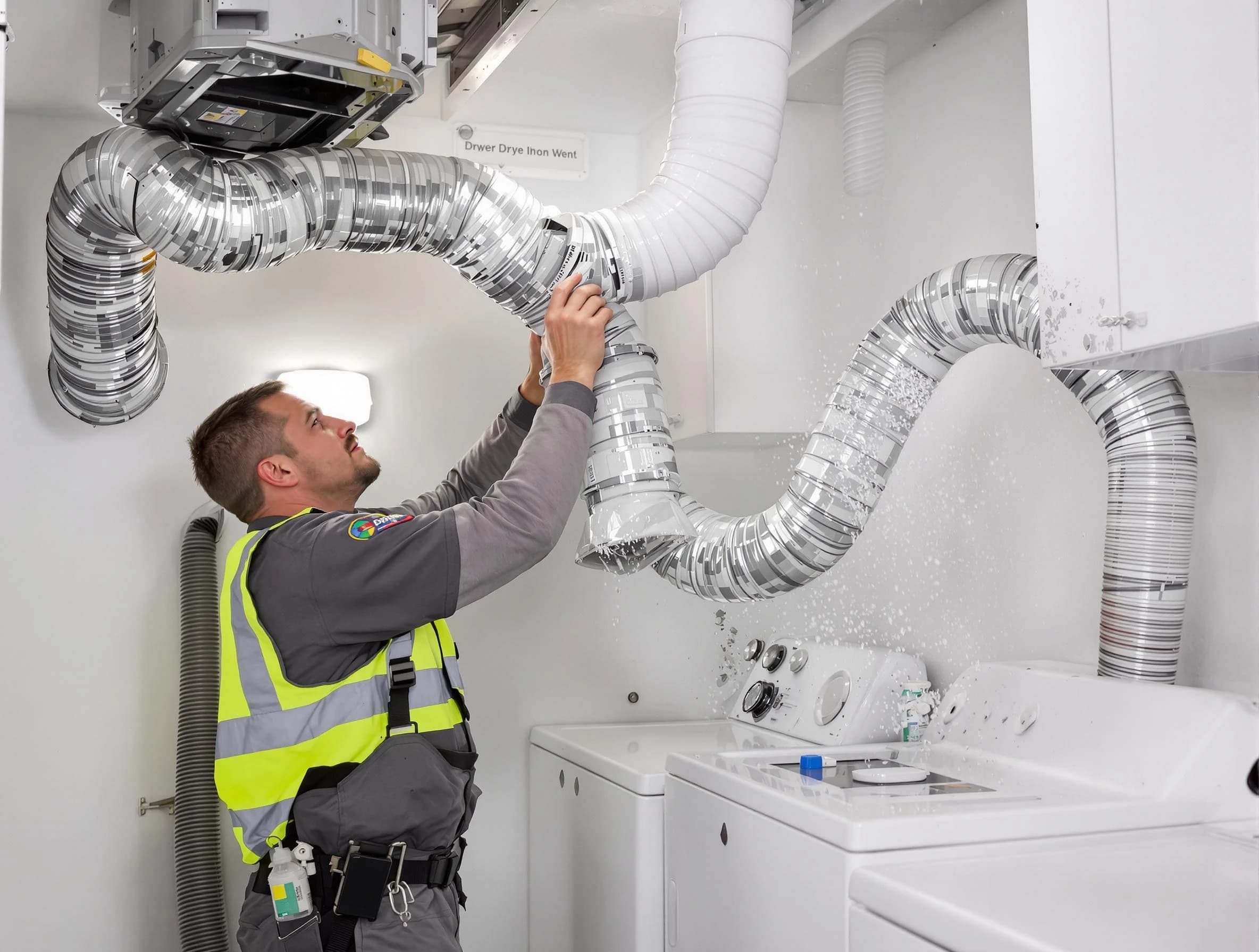 Maricopa Dryer Vent Cleaning technician performing detailed dryer exhaust vent cleaning at a home in Maricopa