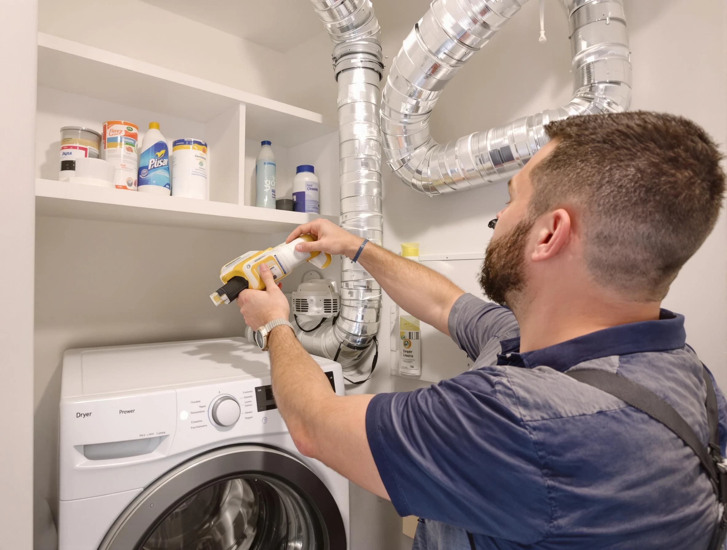 Maricopa Dryer Vent Cleaning technician performing dryer vent cleaning at a home in Maricopa