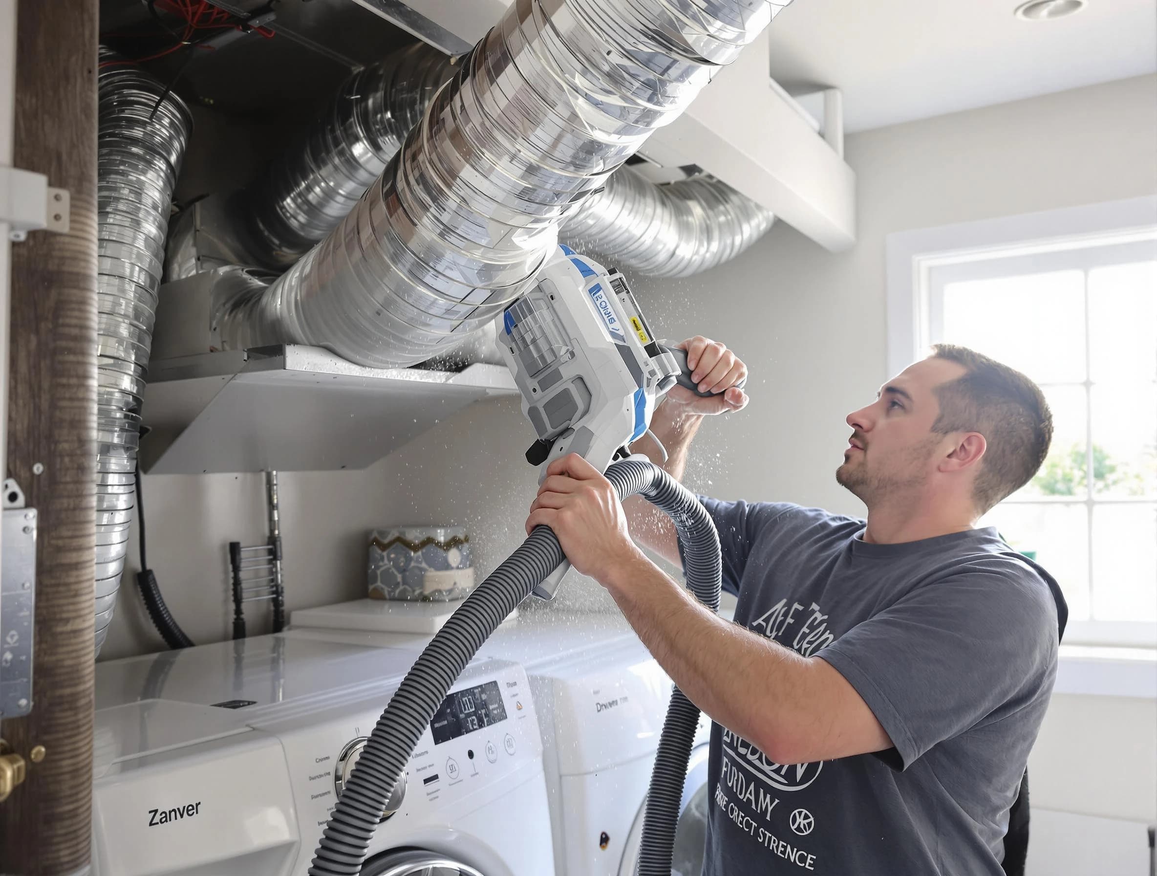 Maricopa Dryer Vent Cleaning specialist cleaning deep within a dryer vent duct system in Maricopa